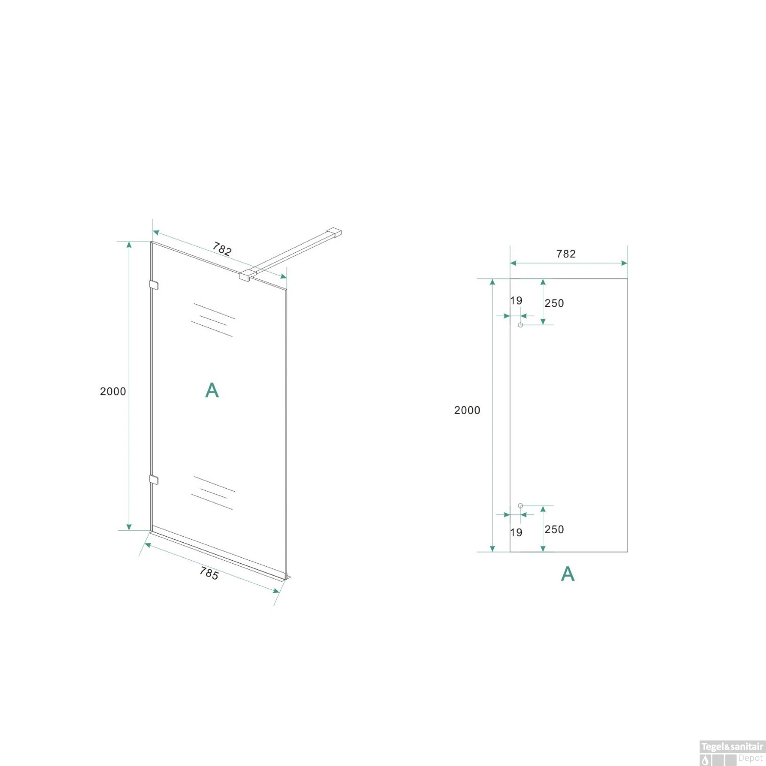 BWS Edge Douchewand Profielloos 80x200 Cm 8 Mm NANO Coating - Afbeelding 4