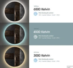 Spiegel Boss & Wessing Star Rond Met LED 80 Cm Mat Goud -Badkamer Winkel bws spiegels led kleur 80 mat goud