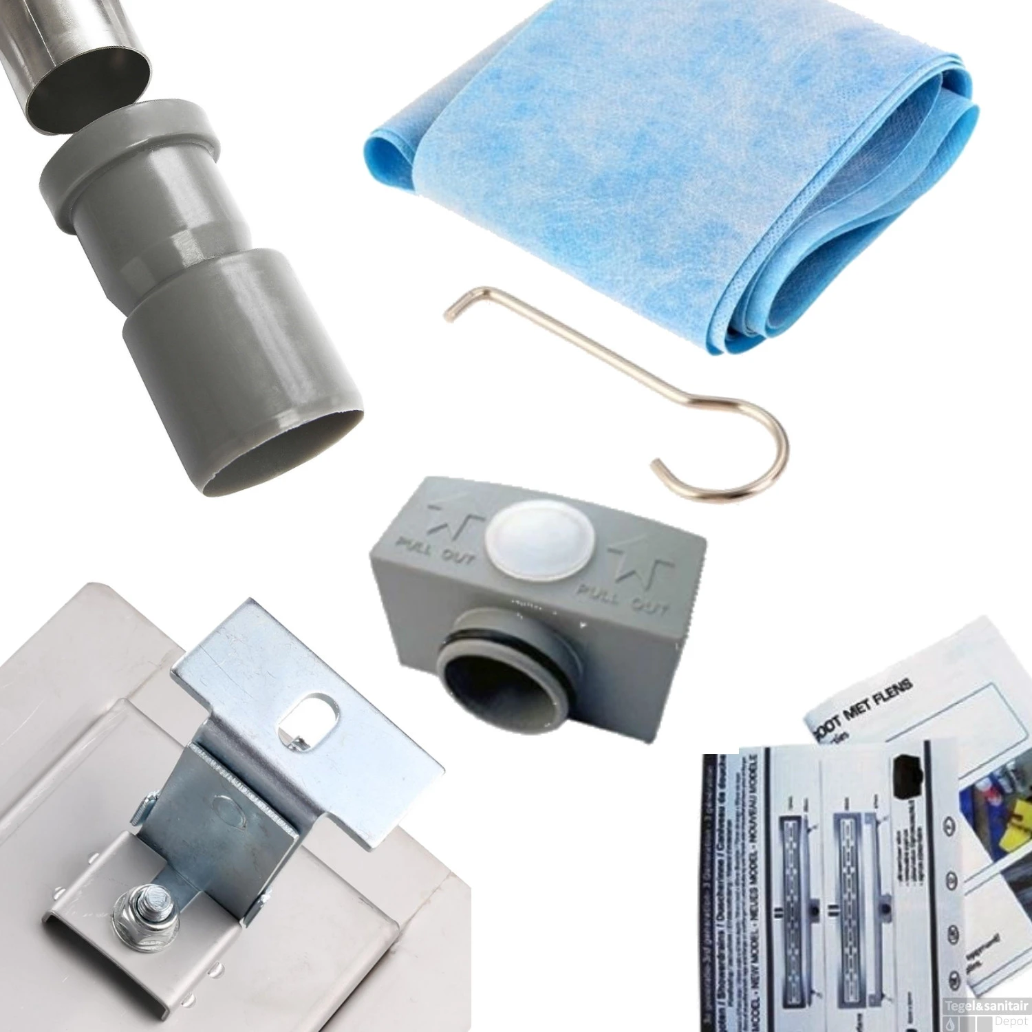 Messing Goud RVS Douchegoot Flens Met Uitneembaar Sifon 60x7cm 6,7cm Diep MESSING GOUD ROOSTER - Afbeelding 7