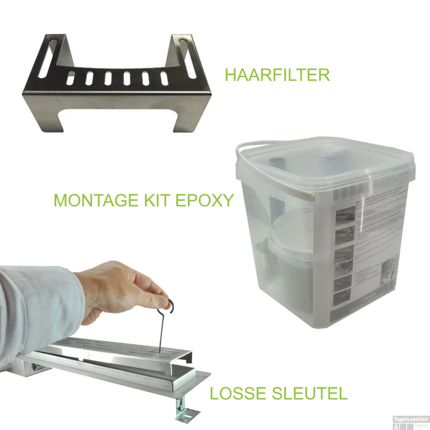 Messing Goud RVS Douchegoot Flens Met Uitneembaar Sifon 60x7cm 6,7cm Diep MESSING GOUD ROOSTER - Afbeelding 5