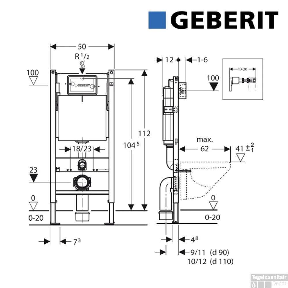 Geberit UP100 Toiletset Wandcloset Salenzi Civita Mat Legergroen Met Delta 21 Drukplaat - Afbeelding 10