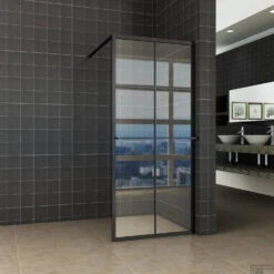 Inloopdouche Zwart Met Handdoekbeugel 90x200 Cm 10mm NANO Coating