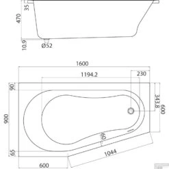 Badkamer Winkel -Badkamer Winkel sealskin ligbad get wet optimo compactbad 160x90x60 cm links wit tech