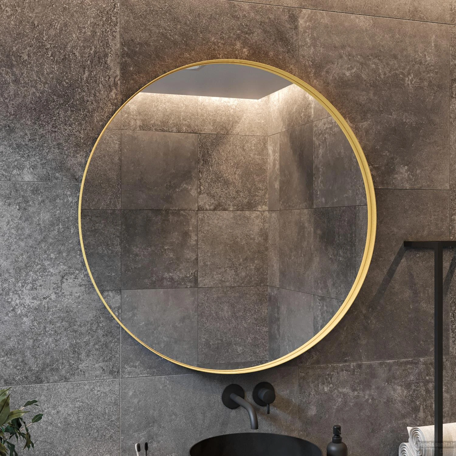 Spiegel Boss & Wessing Star Rond Met LED 80 Cm Mat Goud - Afbeelding 2