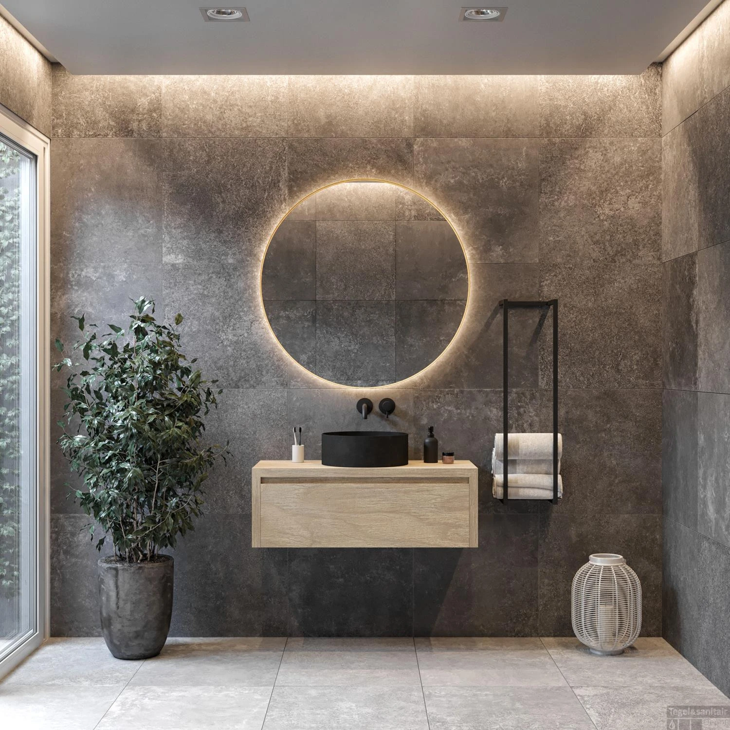 Spiegel Boss & Wessing Star Rond Met LED 80 Cm Mat Goud - Afbeelding 3