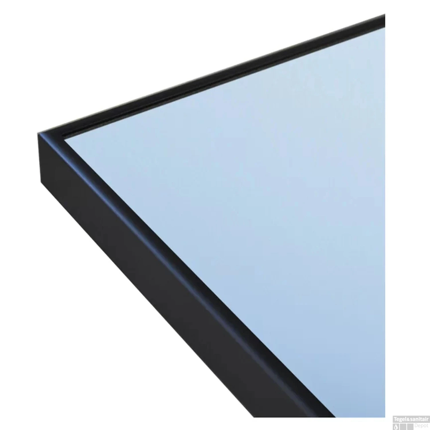 Spiegel Sanicare Q-Mirrors 90x70 Cm Vierkant Met Links & Rechts LED Cold White, Omlijsting Mat Zwart Incl. Ophangmateriaal Zonder Schakelaar - Afbeelding 2