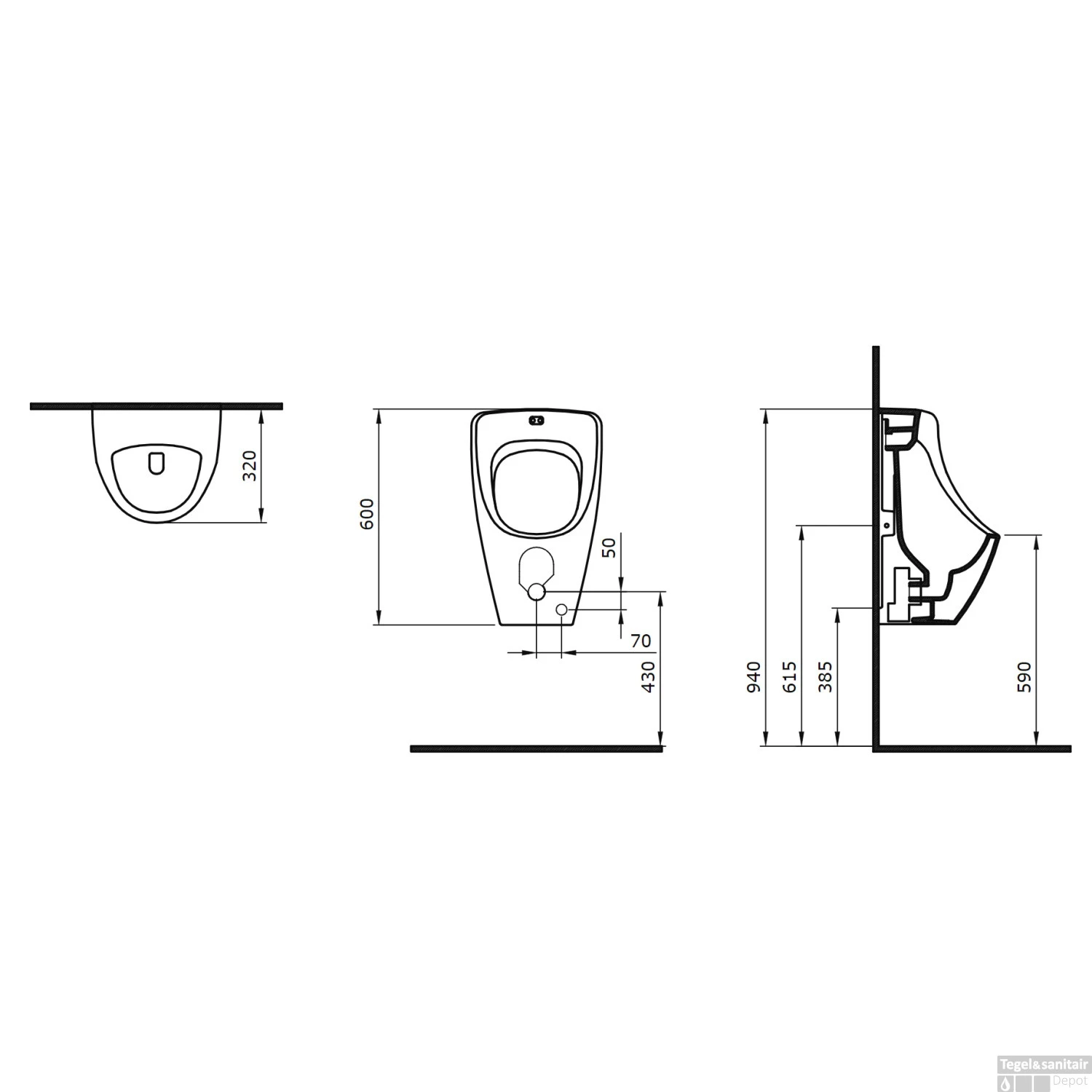 Urinoir Boss & Wessing Bocchi Met Bovenaansluiting Mat Antraciet 4 Urinoir Boss & Wessing Bocchi Met Bovenaansluiting Mat Antraciet - Afbeelding 2